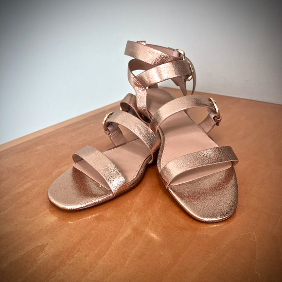 J. Crew NWT Rose Gold Leather Gladiator Strappy Sandals - Picture 1 of 8
